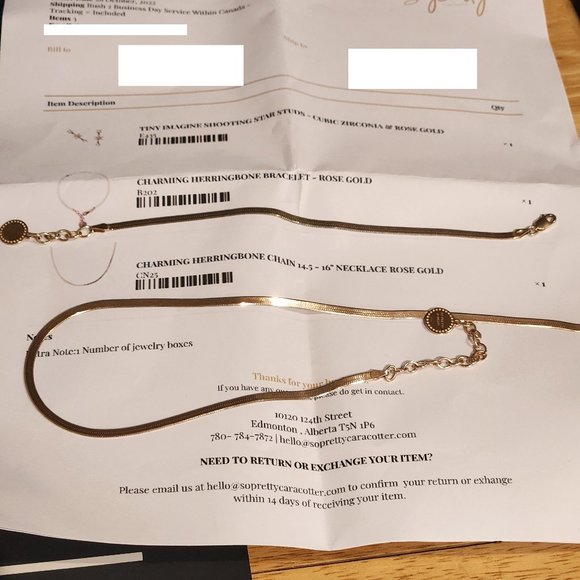 3MM HERRINGBONE 14.5" NECKLACE + BRACELET - SterlSilver Vermeil ROSE GOLD plated - Picture 1 of 2